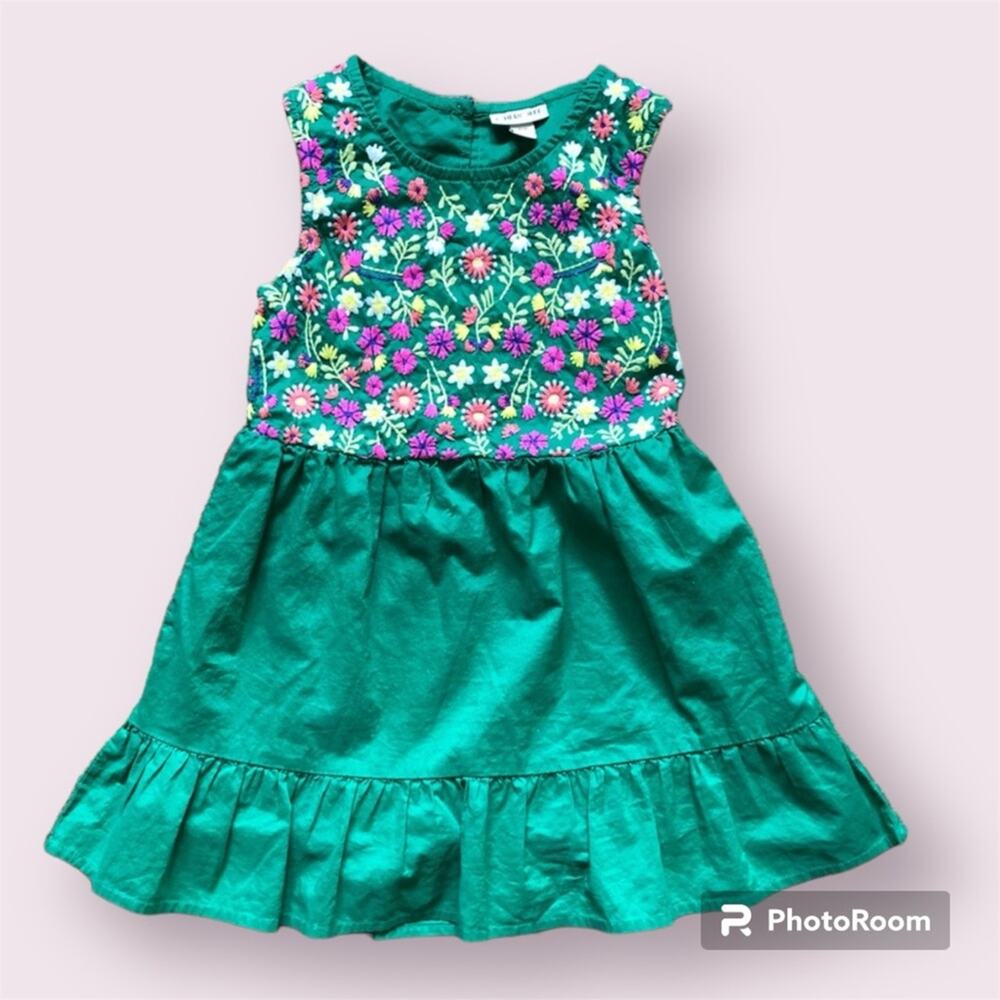 Cherokee Green Girls’ Dress Sleeveless Embroidered Flowers Size S (6)